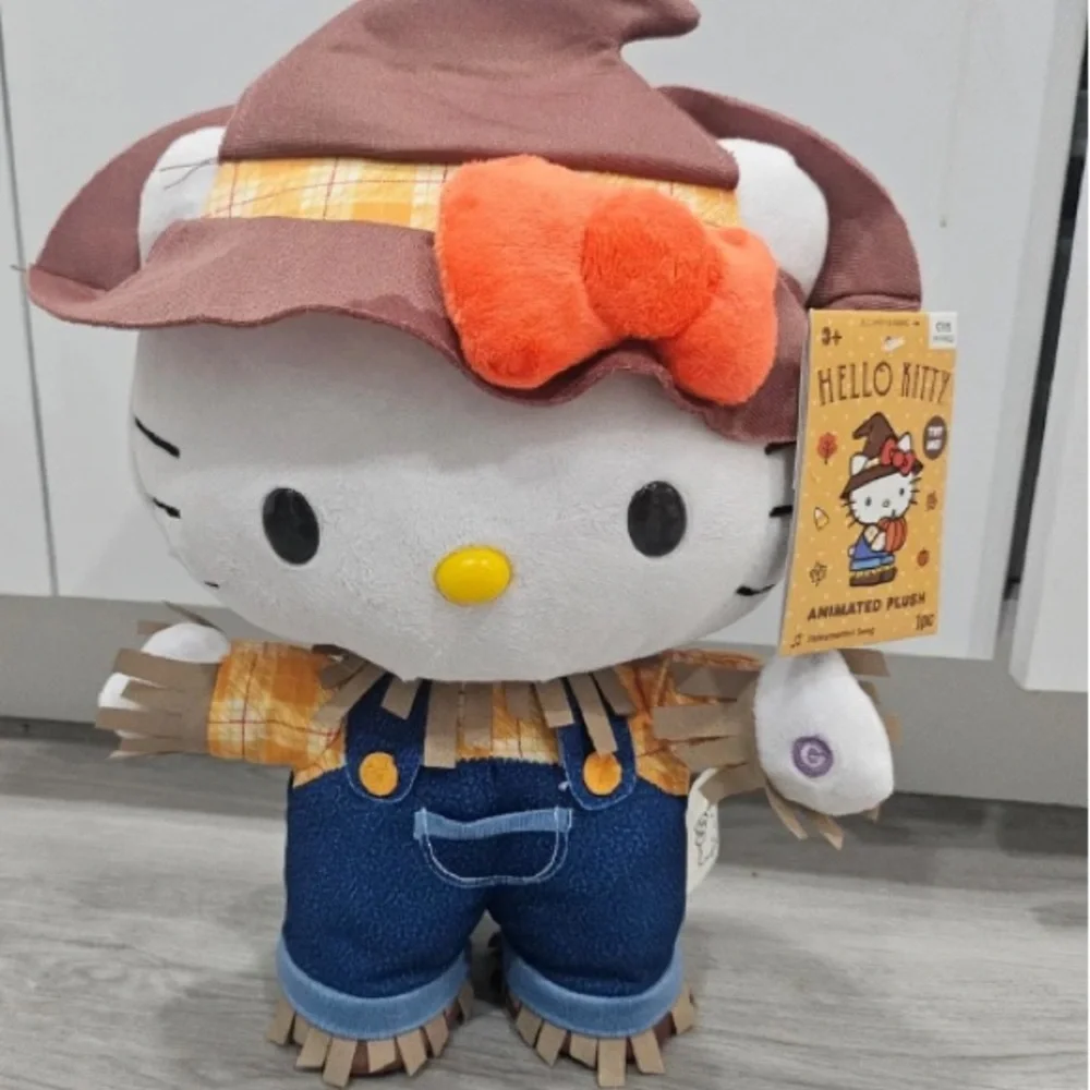 Hello Kitty Fall Scarecrow Animated Plush Greeter 16.5 in